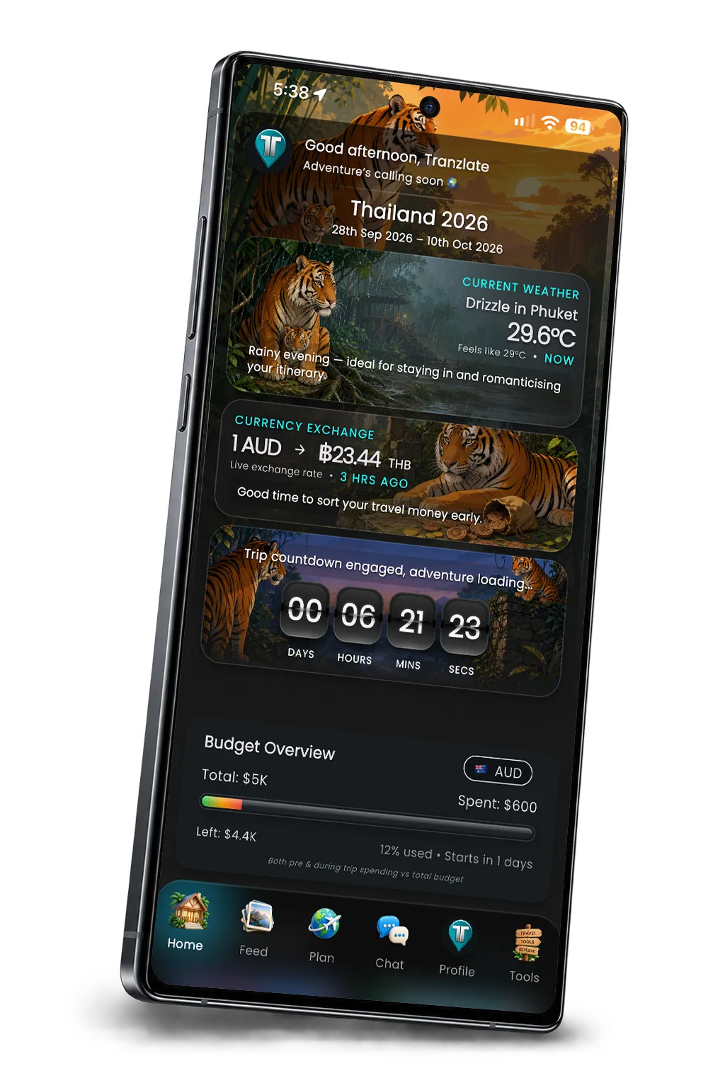 Tranzlate Travel explore screen on Android